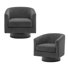 Applewold Upholstered Grey Corduroy Swivel Barrel Chair with Solid Wood Base