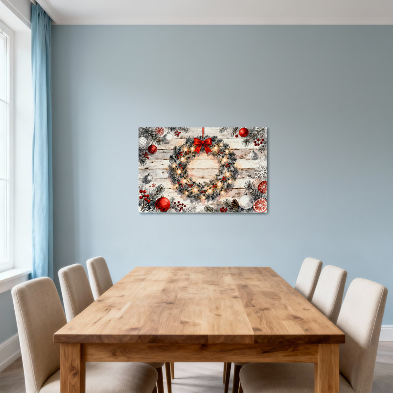 Couronne de Noël avec lumières et décorations