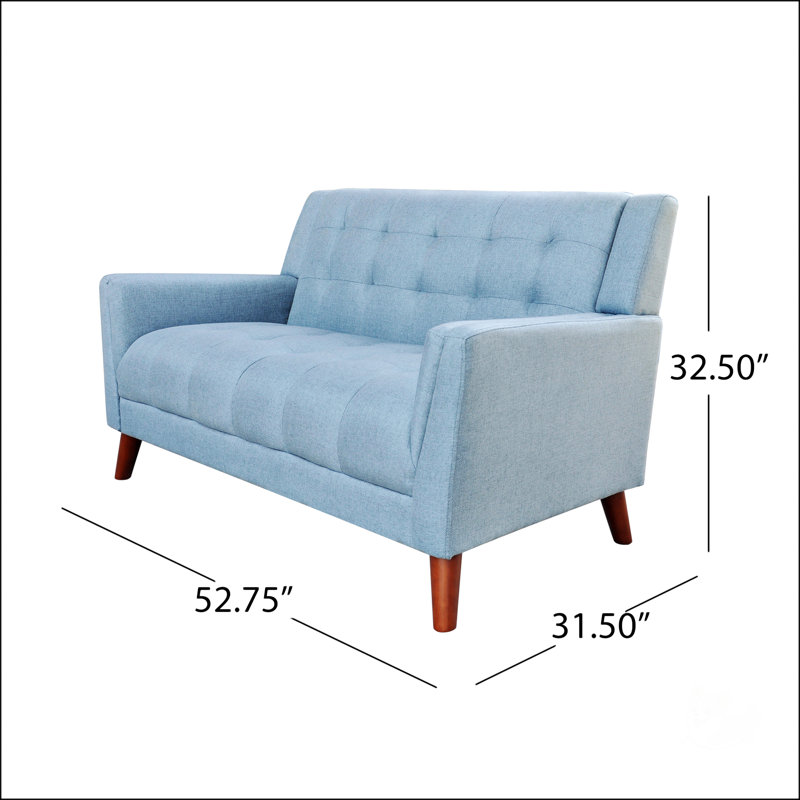 Petit canapé convertible moderne avec causeuse à accoudoirs carrés de 31,5 po Greenmont, Blue Fabric