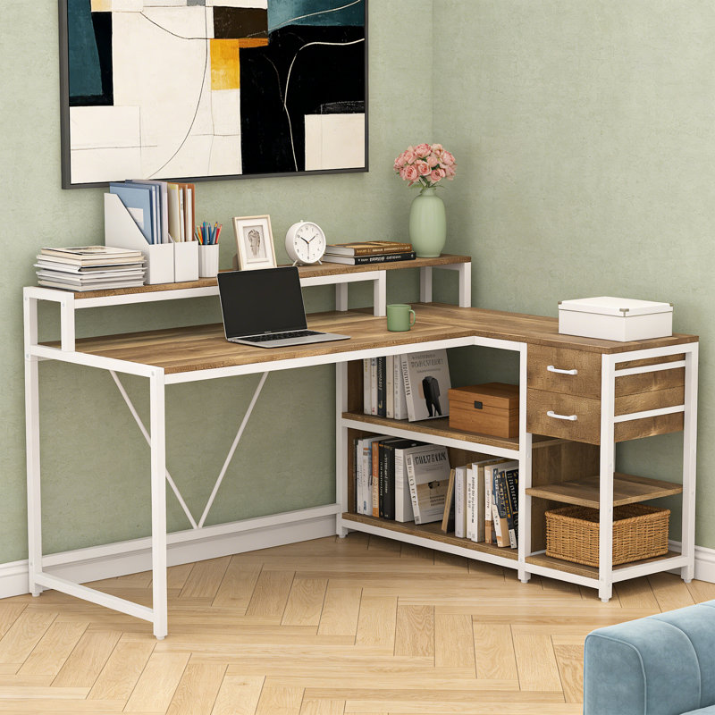 Bureau en L 55 po Farmhouse, Brun