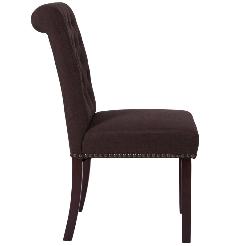 Pershing Parsons Chairs-Rolled Back, Accent Nail Trim, Brown