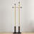 Freestanding Coat Rack With Stainless Steel Double Rods & Marble Base & Solid Wood End-2031975257