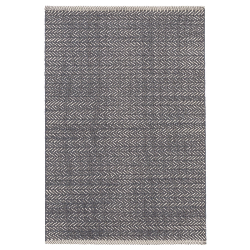 Herringbone Swedish Blue Handwoven Cotton Rug, Rectangle 2' x 3', Ocean
