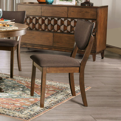 2-Piece Fabric Upholstered Side Chairs - Walnut And Dark Chocolate