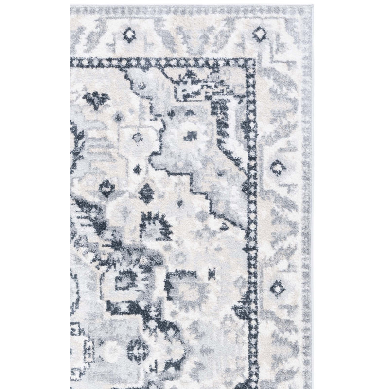 Lowrey Oriental Machine Woven Jute/Polypropylene Area Rug in Blue/Gray, Square 6'7"