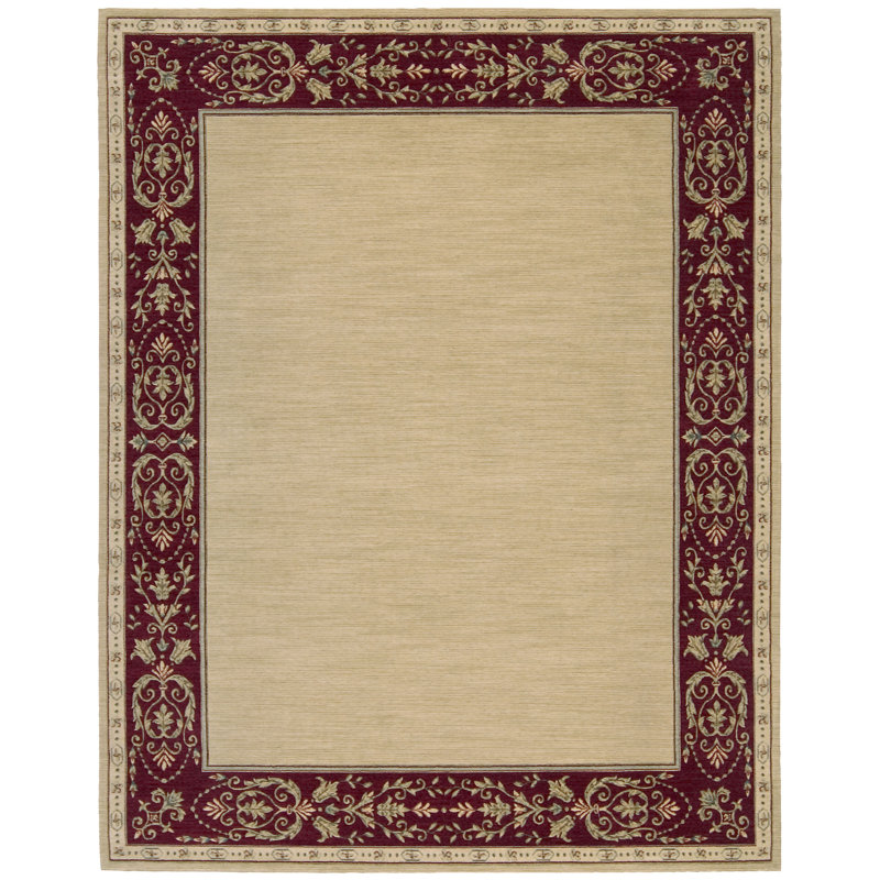 Beige Handmade Wool Octagon Area Rug