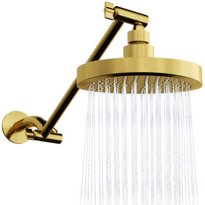 Pomme de douche ronde avec bras d'extension réglable - Performance haute pression, installation facile en 1 minute (bras de 11 po) (support de douche fixe vendu séparément)