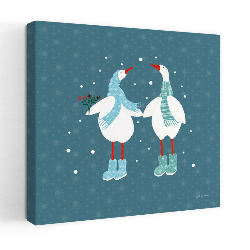 Ducks In The Snow X, art contemporain, H 18 po x l 18 po
