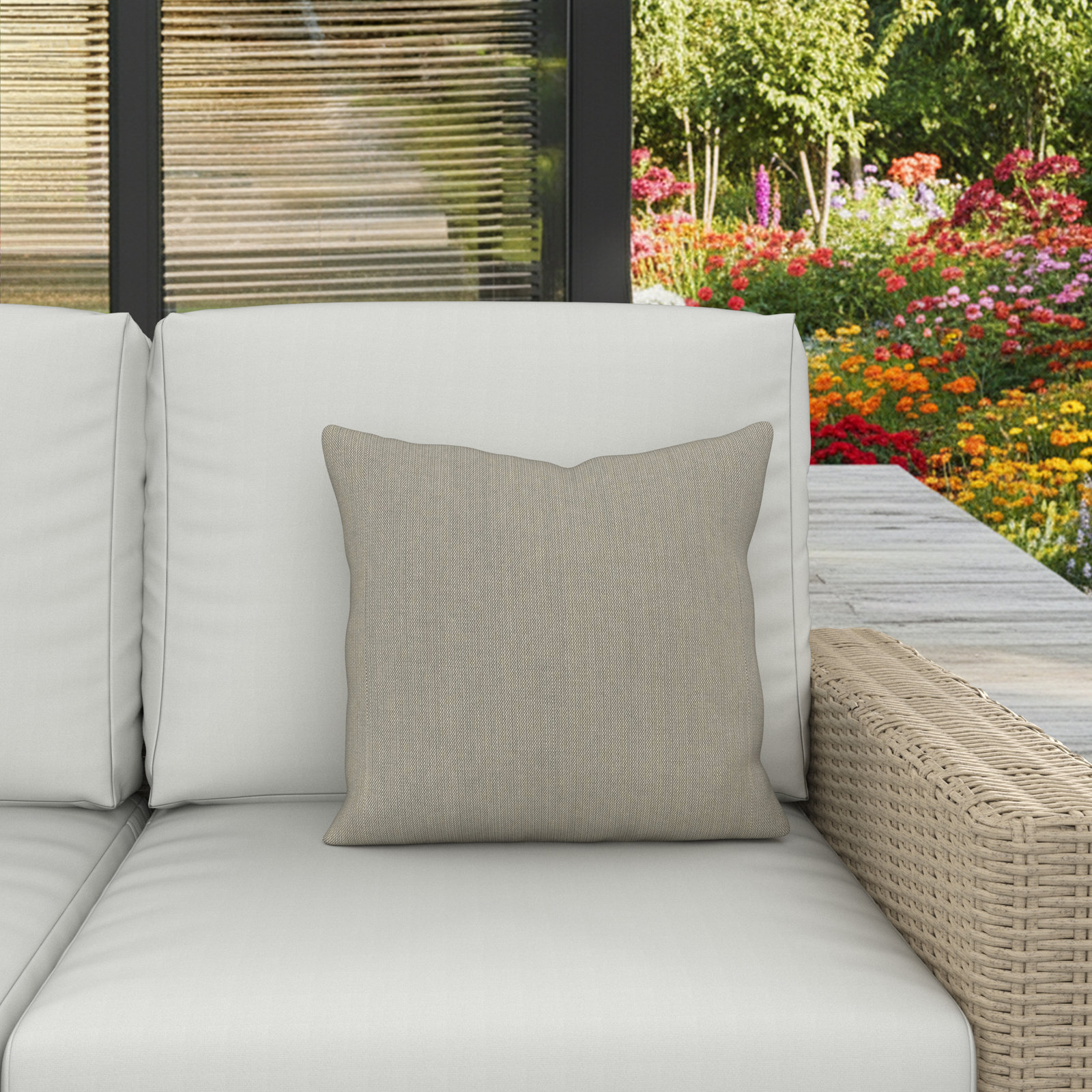 Indoor/Outdoor Throw Pillow, Square 18", Spectrum Dove Sunbrella® Plainweave