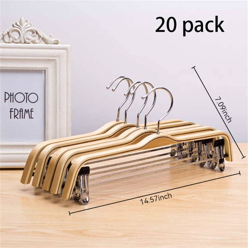 Cintre pour pantalons en bois massif avec pince, 20