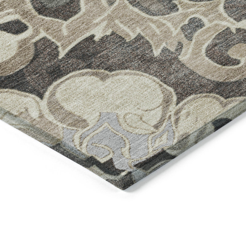 Tapis extérieur lavable et damassé 3 pi x 5 pi chocolat et taupe