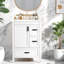 Meuble-lavabo moderne compact avec lavabo en céramique et rangement compact
