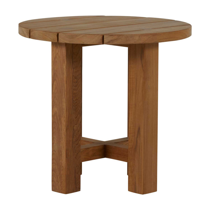 Croquet Teak Outdoor Side Table, Natural Teak