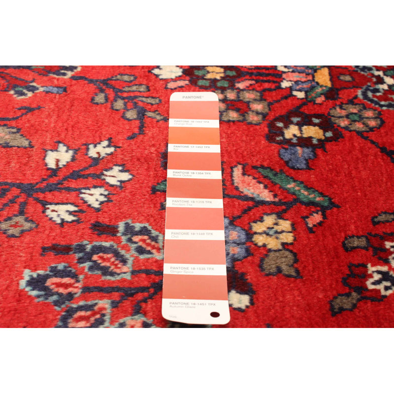 Tapis rouge anadol noué à la main de conception unique 2 pi 11 po x 9 pi 11 po