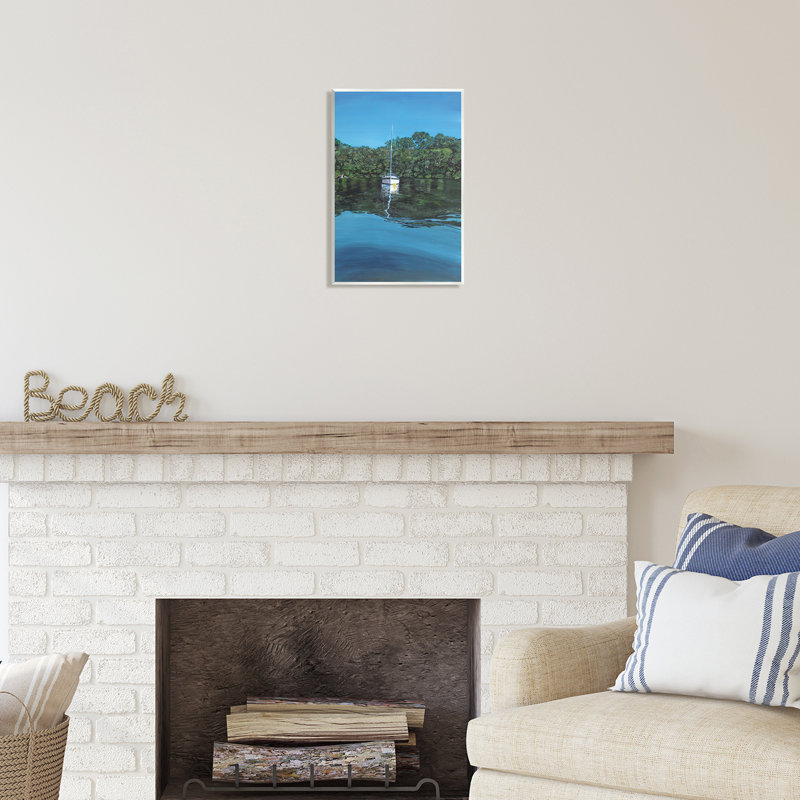 Blue and Green Coastal MDF Wood Wall Art Plaque, 10" x 15"