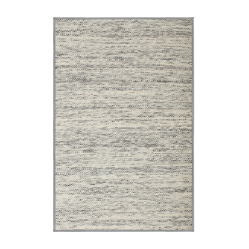 Gris contemporain/Tapis décoratif noir, Rectangle 2 pi x 5 pi