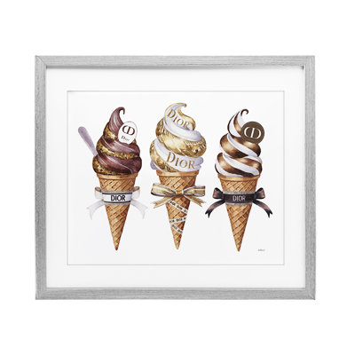 «Sweet Glam Ice Cream», reproduction sous verre encadrée, design par Amanda Greenwood