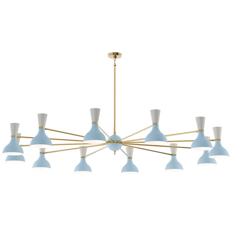Lustre Clare Light, Laiton moderne, H 56,25 po x l 76 po x P 15 po, Rouge rubis