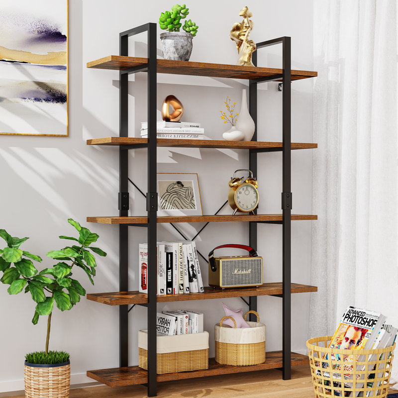 Shipley 83"H x 41"W 6-Tier Steel Etagere Bookcase, (5 Shelves) 70"H x 41.5"W x 13"D