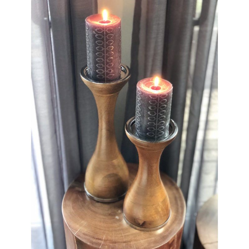 Ensemble de chandelles en bois 2 pièces Mako