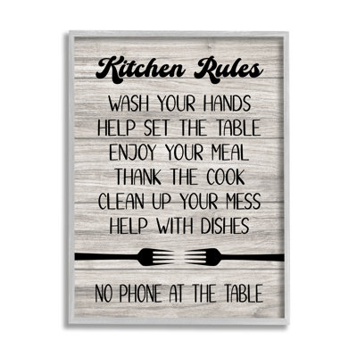 bb-588-Framed Rustic Kitchen Rules by Martina Pavlova Single Picture Frame Print on Canvas