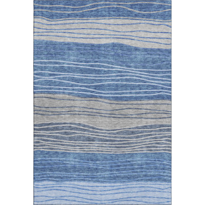 Premium Machine Washable Tweedy Blue Rug