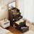 Compact Vanity Desk With Flip-up Led Mirror, Glass Drawer, And Hidden Stool Storage-608872369