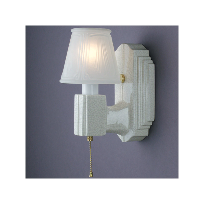 Applique murale à abat-jour en verre 1 lumière Arvine, Blanc craquelé, Nickel