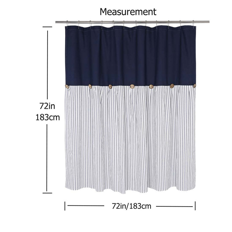 Rideau de douche Patchwork, H 72 po x l 72 po, Bleu marine / beige / rayures bleu marine