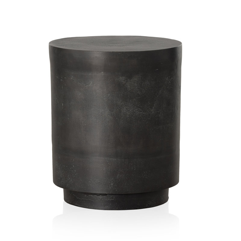 Javi Outdoor Round Side Table, Matte Black, Matte Black