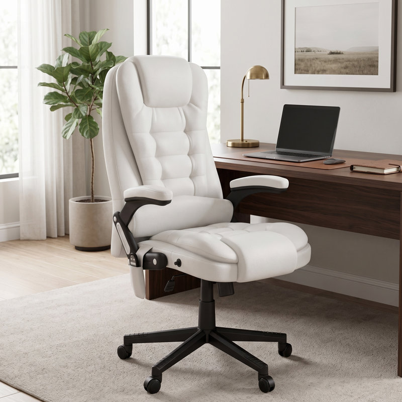 Fauteuil de massage, fauteuil inclinable chauffant avec 6 points de vibration - blanc, White, White