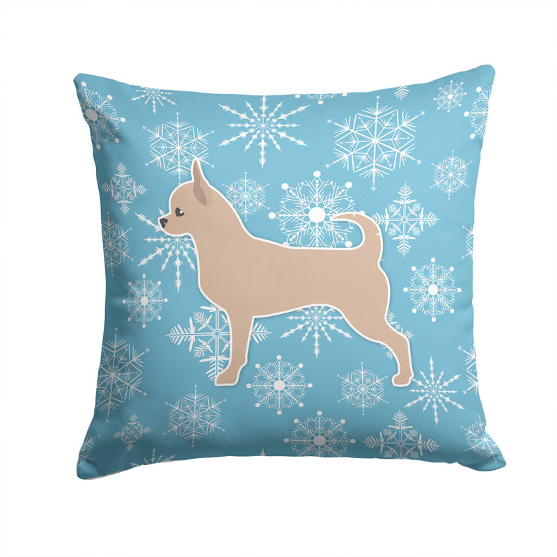 Coussin intérieur/extérieur en flocons d’hiver, H 14 po x l 14 po x P 3 po