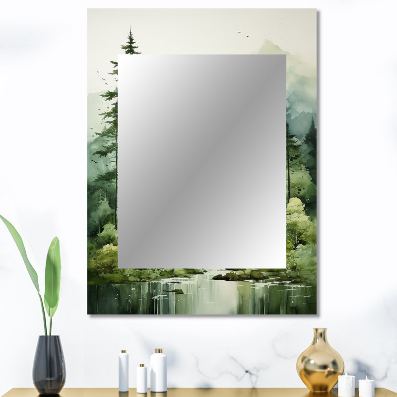 Forest Enigmatic Forest - Forest Decorative Mirror, Traditional Large Wall Mirror, Printed Metal Art, 40" x 30"