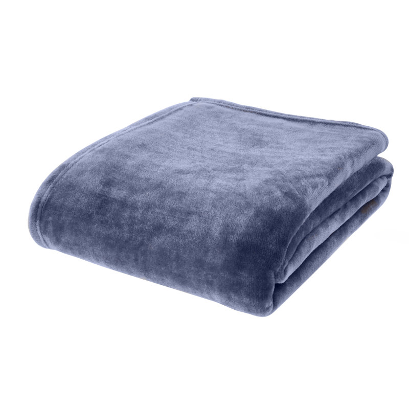 Raschel Velvet Touch Blanket Throw, 200cm x 240cm, Navy Blue