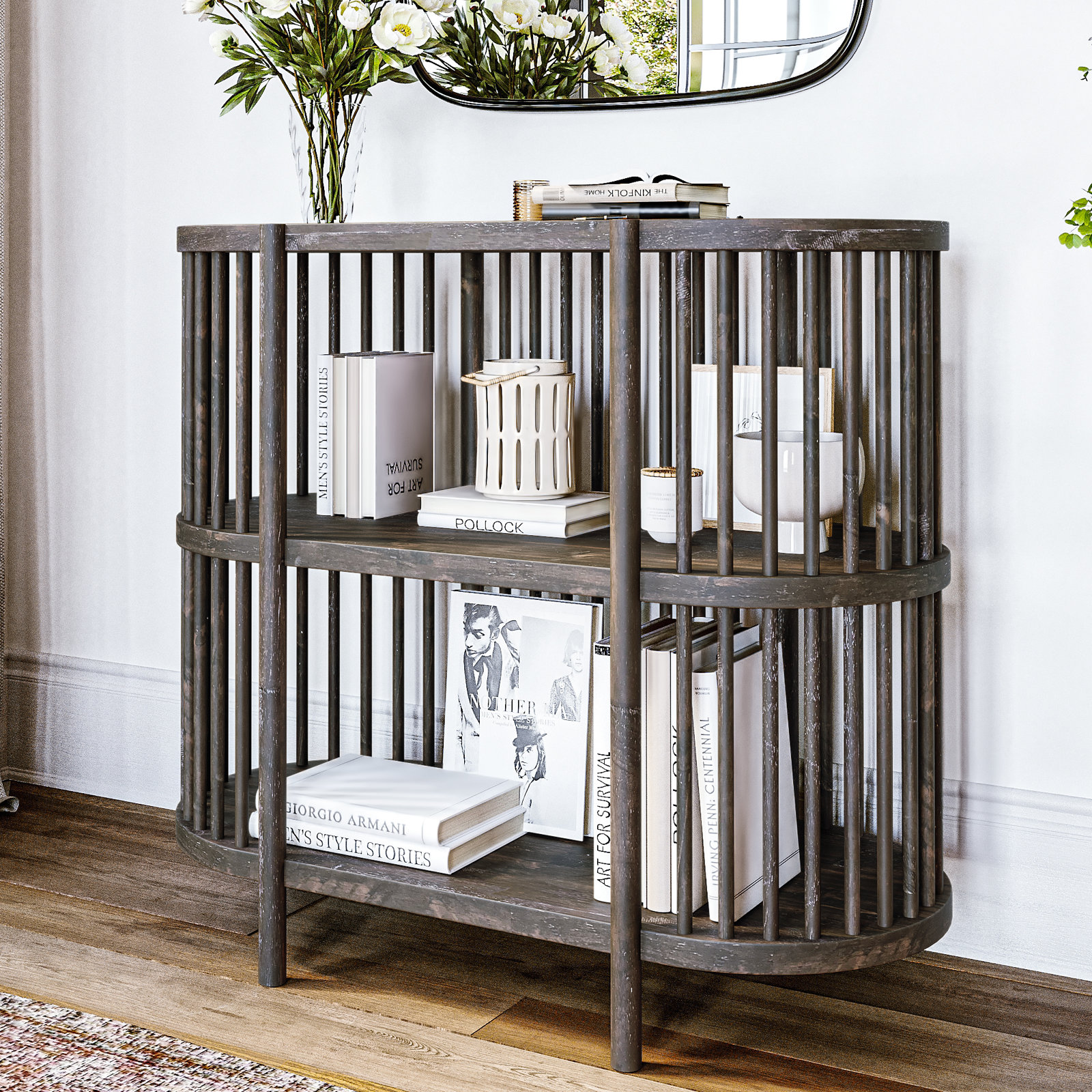 Charlestown 36'' Solid Wood Console Table, Black Wash