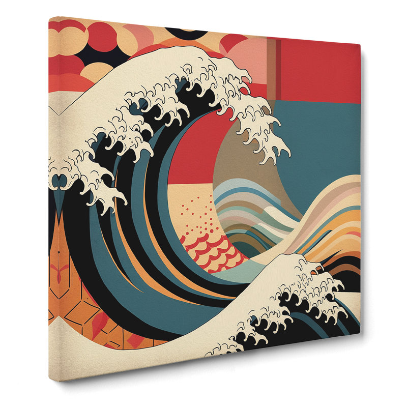 Japanese Wave Bauhaus No.1 - Wrapped Canvas, 50cm H x 50cm W x 3cm D