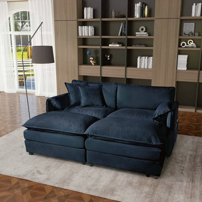 Canapé modulaire à assise profonde avec 2 repose-pieds et coussins moelleux, canapé modulaire pour causeuse pour salon, appartement, bricolage