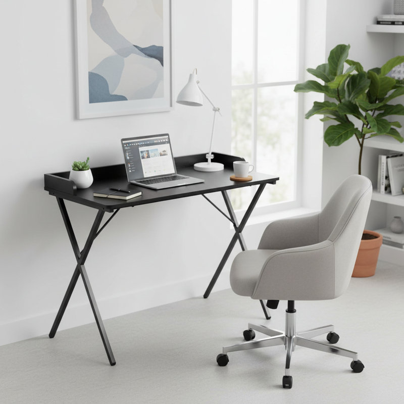 Computer Desk With Desktop X-shape Frame Easy Assembly, , 31.9" H x 47.2" W x 18.9" D 