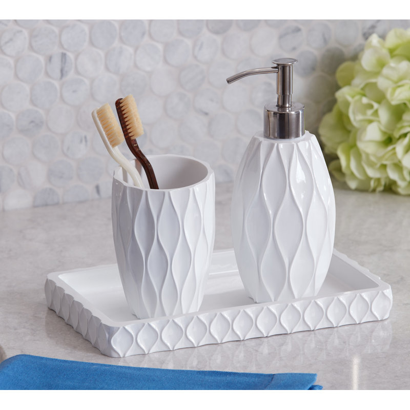 Wave 3 pc bathroom accessory set