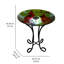  Solar LED Floral Cardinal Glass Bird Bath with Stand - Cardinal