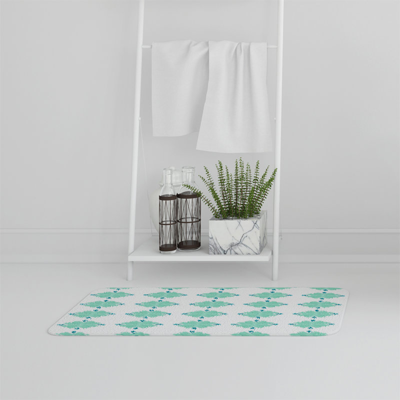 Pelfrey Memory Foam Non-Slip, Geometric 2, Green/Cream, Floral And Ancient Geometry