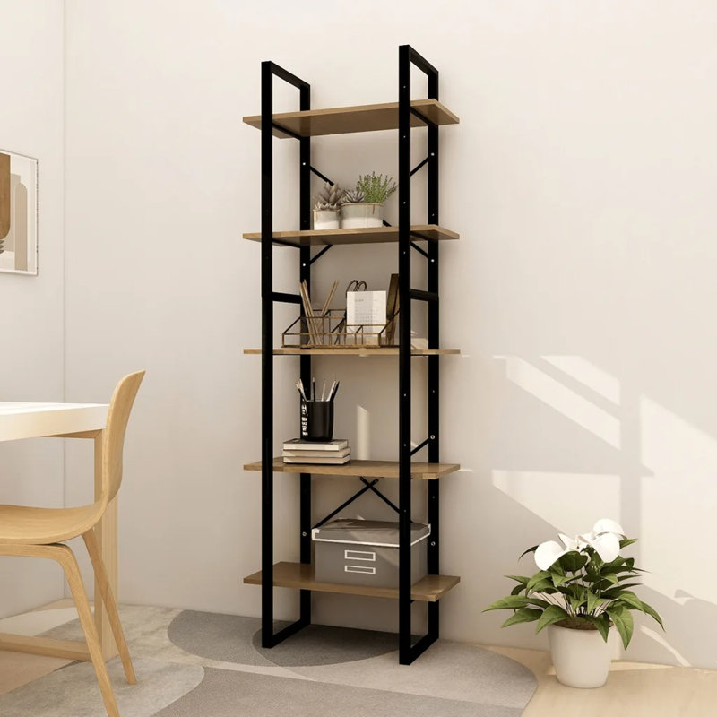 Hars 175cm H Metal Etagere Bookcase, White, 175cm H x 60cm W x 30cm D