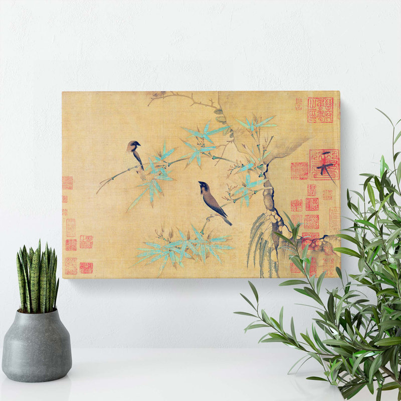 Finches on Bamboo by Zhao Ji - Wrapped Canvas, 35cm H x 50cm W x 3cm D