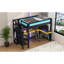 Lit mezzanine double avec bureau et garde-robe, structure de lit mezzanine avec DEL, USB intégré, noir et bleu