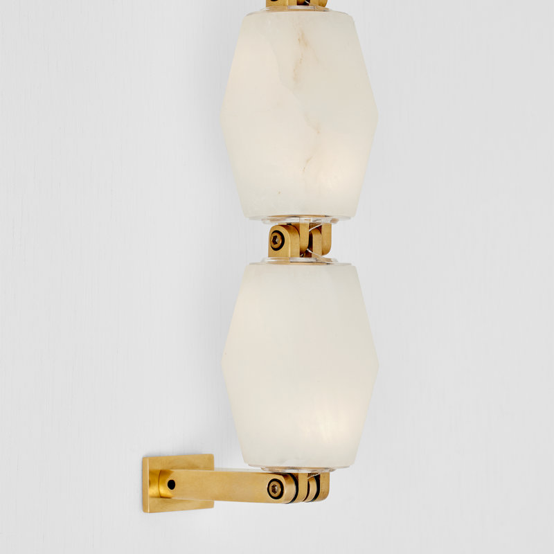 Sean Lavin Collier 28 Sconce in Hand Rubbed Antique Brass with Alabaster shade, 2700K