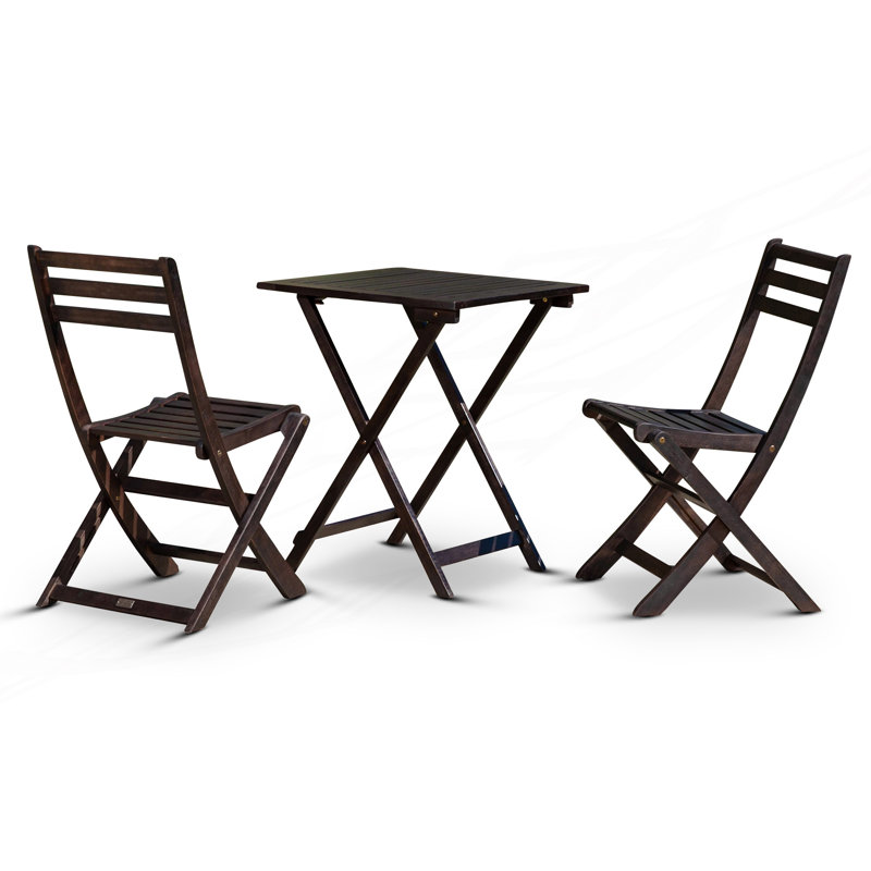 3-Piece Bistro Set, Square Table&Chairs, Espresso
