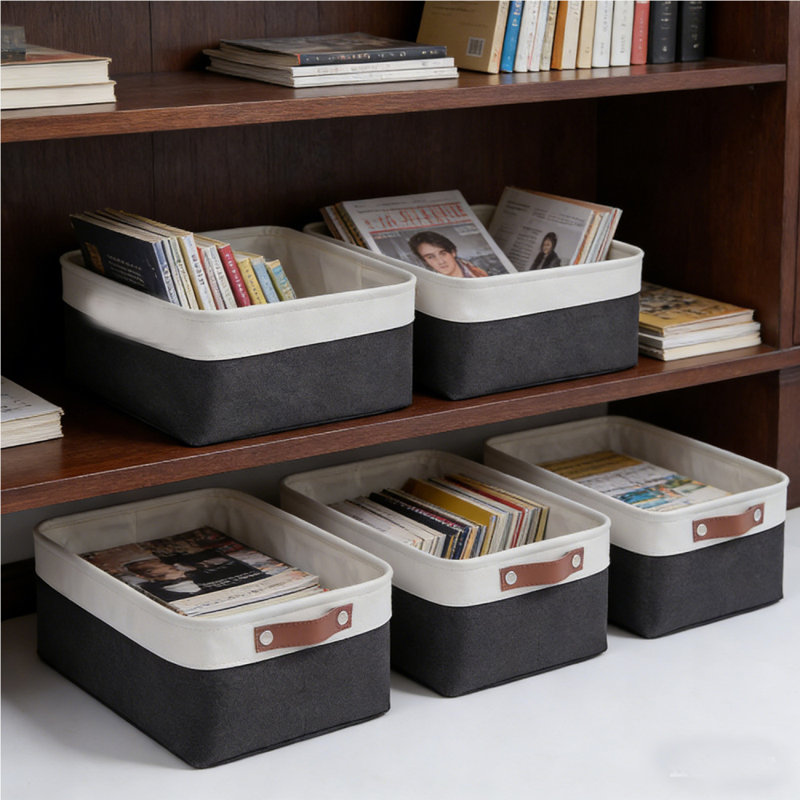 4 paniers de rangement en tissu pour tablettes, paniers de rangement en lin pour l'organisation, bacs de rangement décoratifs pour vêtements, maison