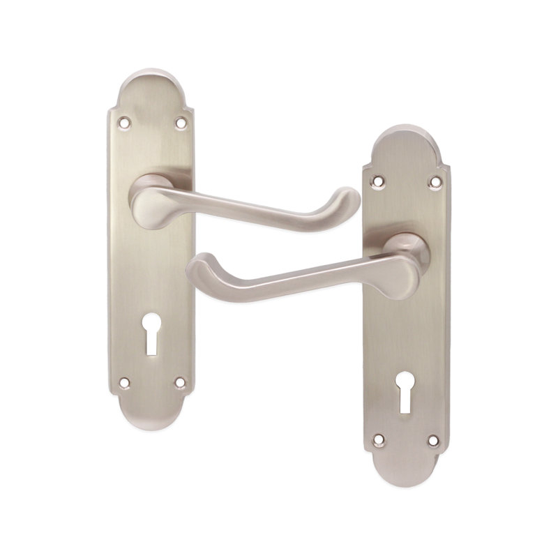 Oakley Lock Lever Handle Satin Nickel