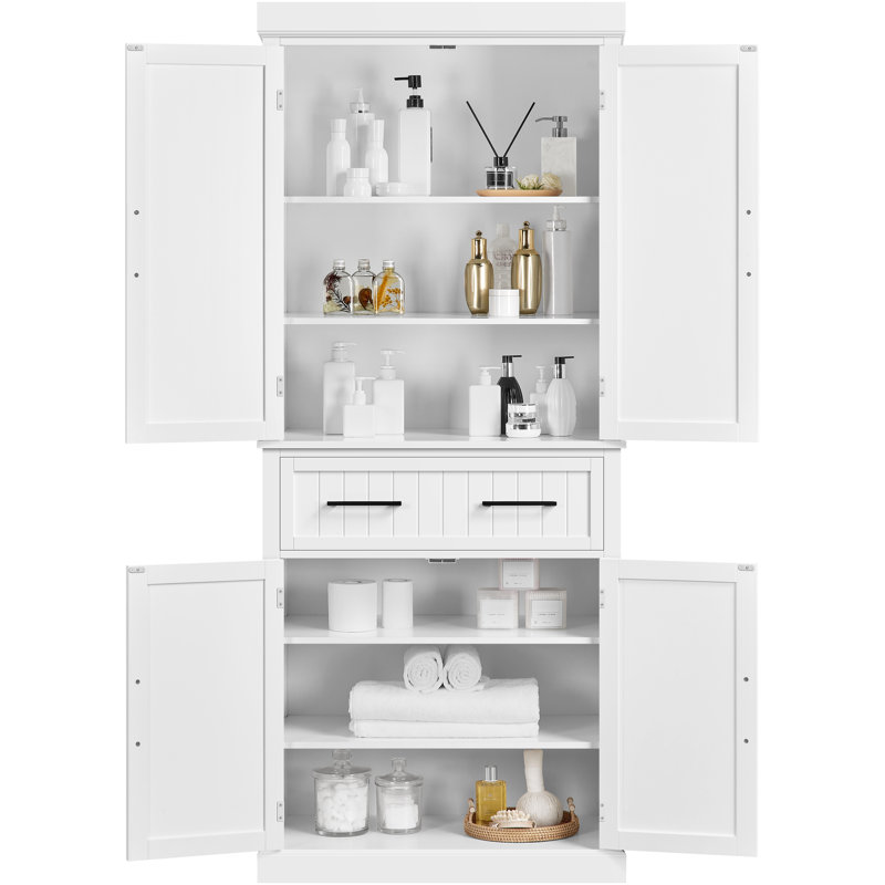 Buntin Kitchen Cabinet, White