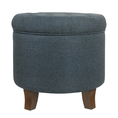 Round Button-Tufted Storage Ottoman
